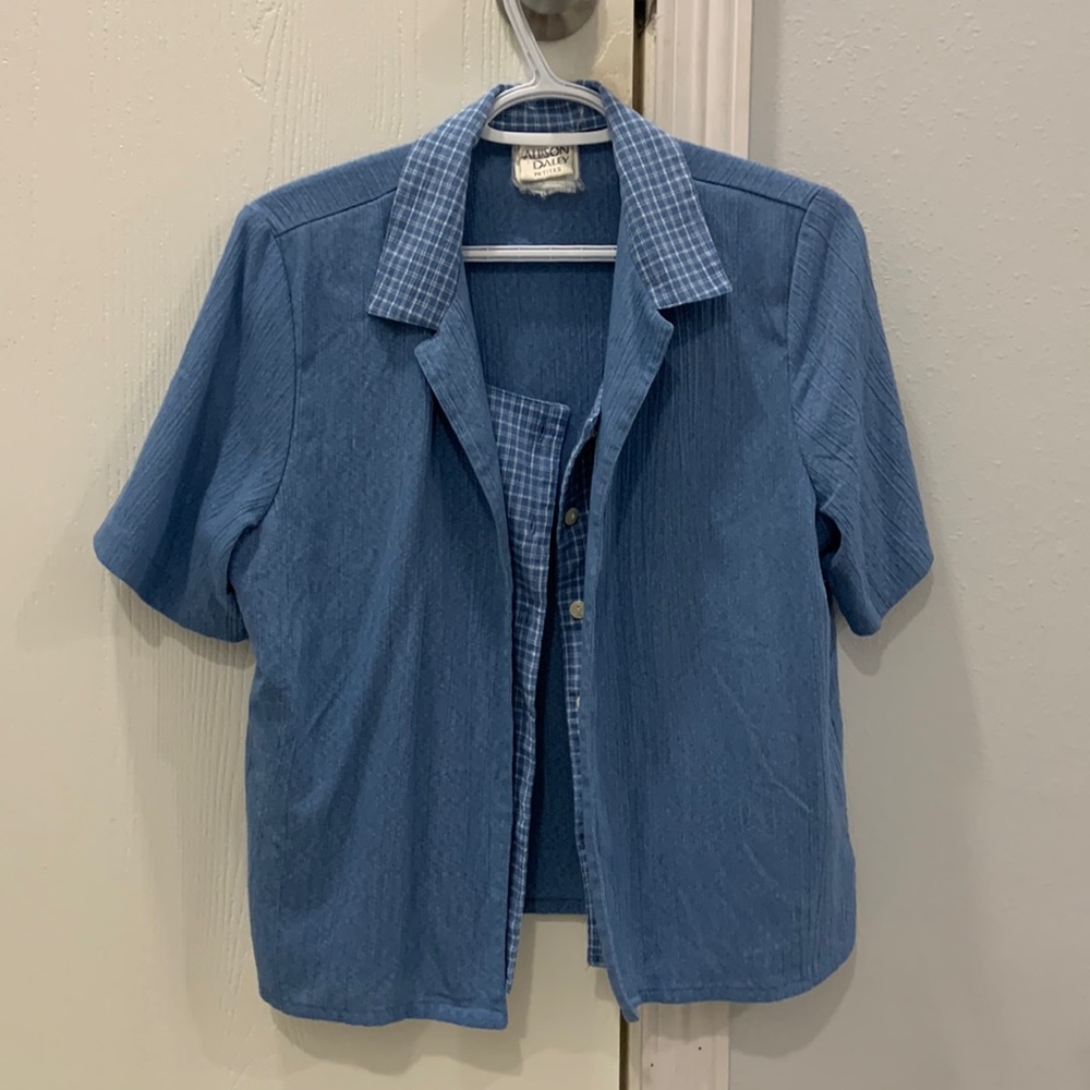 Allison Daley Blue Short Sleeve Button Up